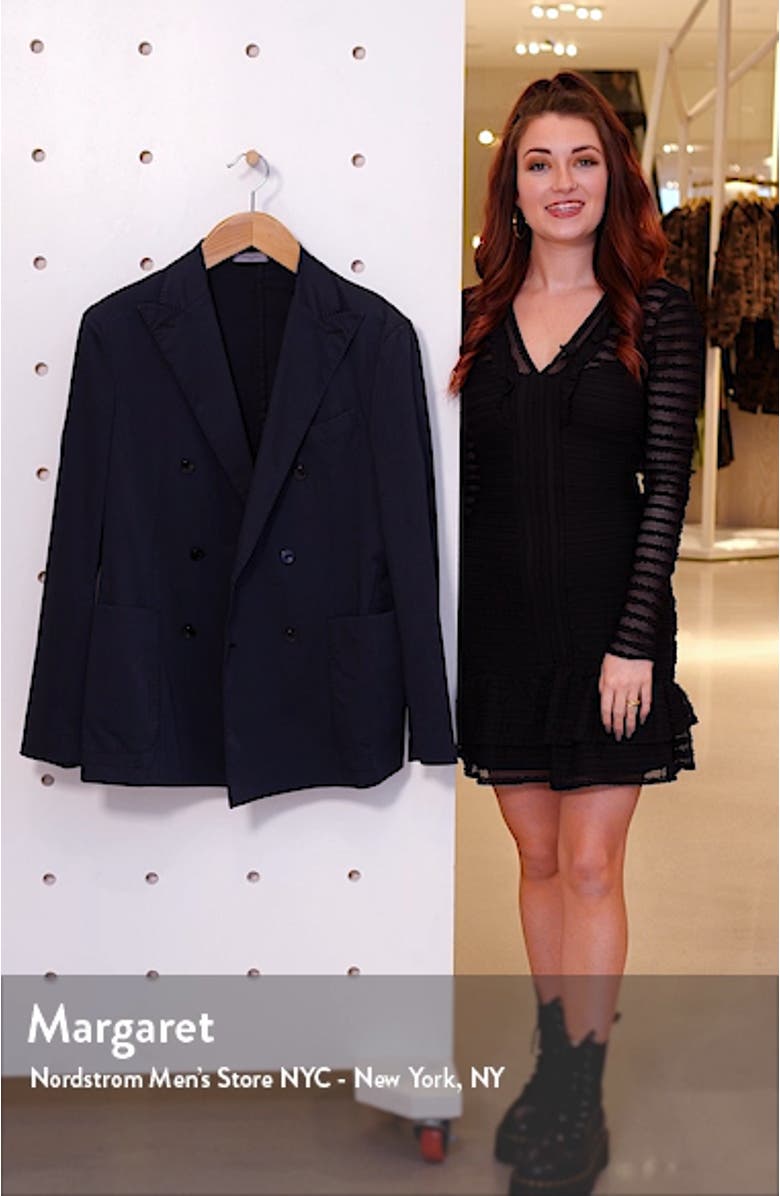 Trim Fit Double Breasted Solid Stretch Cotton Sport Coat, sales video thumbnail