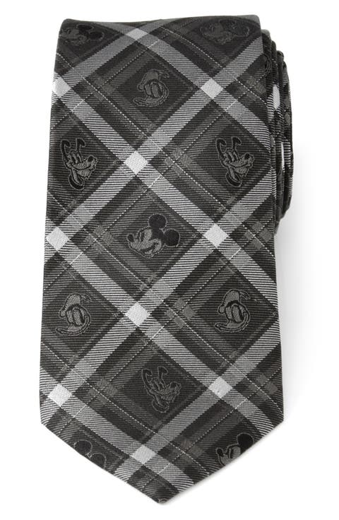Mickey & Friends Plaid Silk Tie