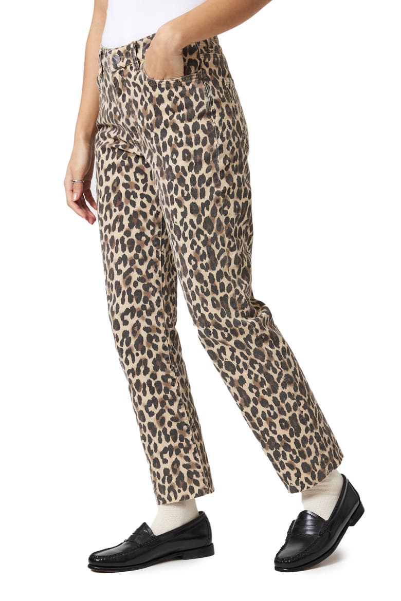 New York Leopard Print Ankle Straight Leg Jeans, Alternate, color, LEOPARD DENIM