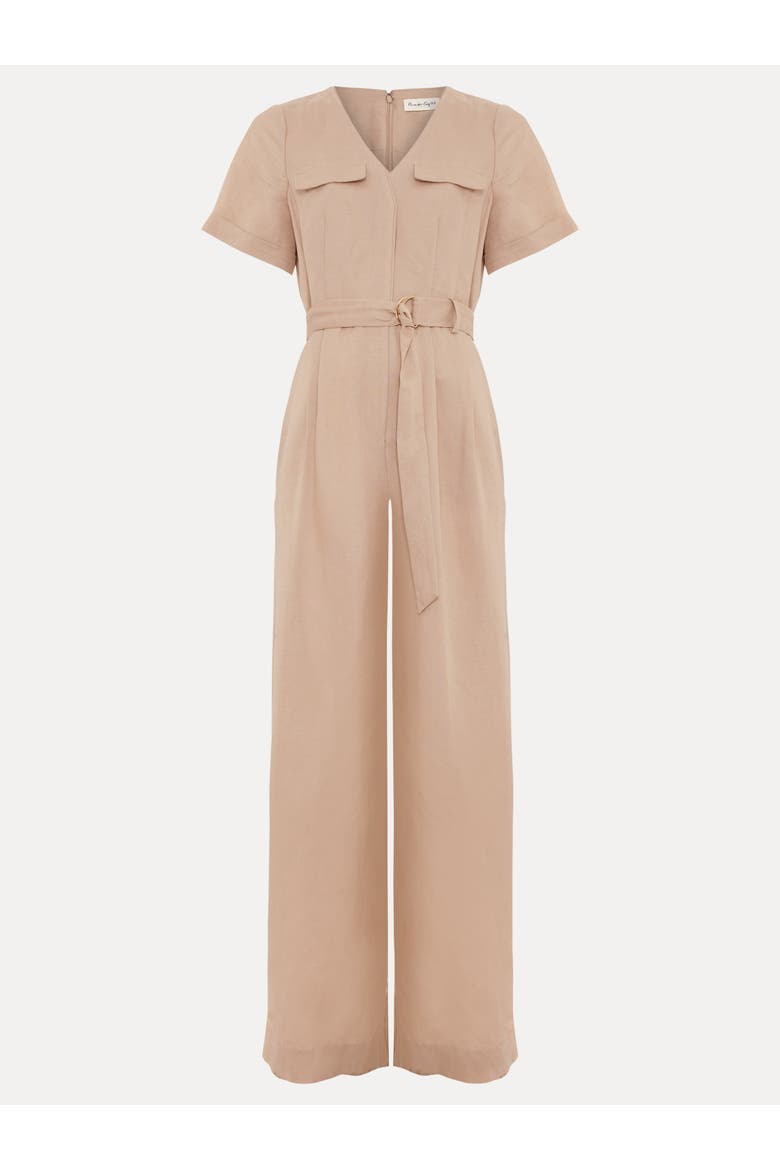 Daniela V-Neck Short Sleeve Jumpsuit, Alternate, color, Neutral