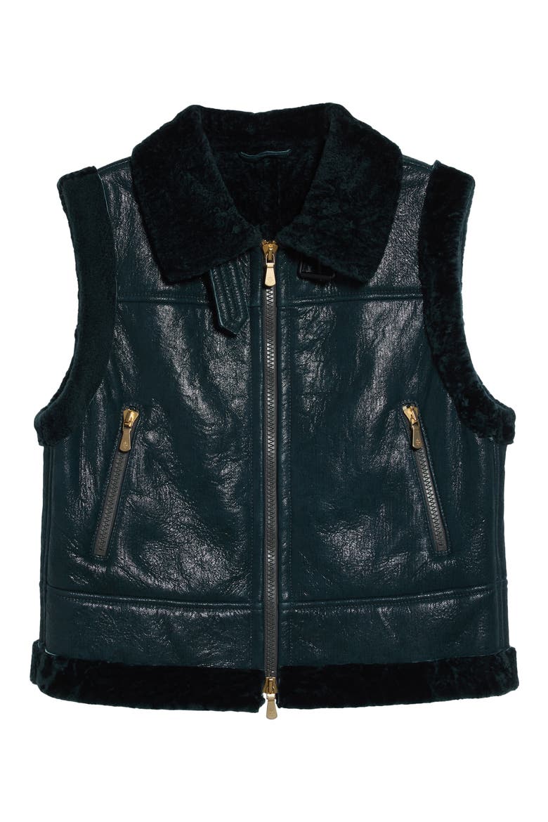 Genuine Shearling Vest, Alternate, color, 178 DARK JADE