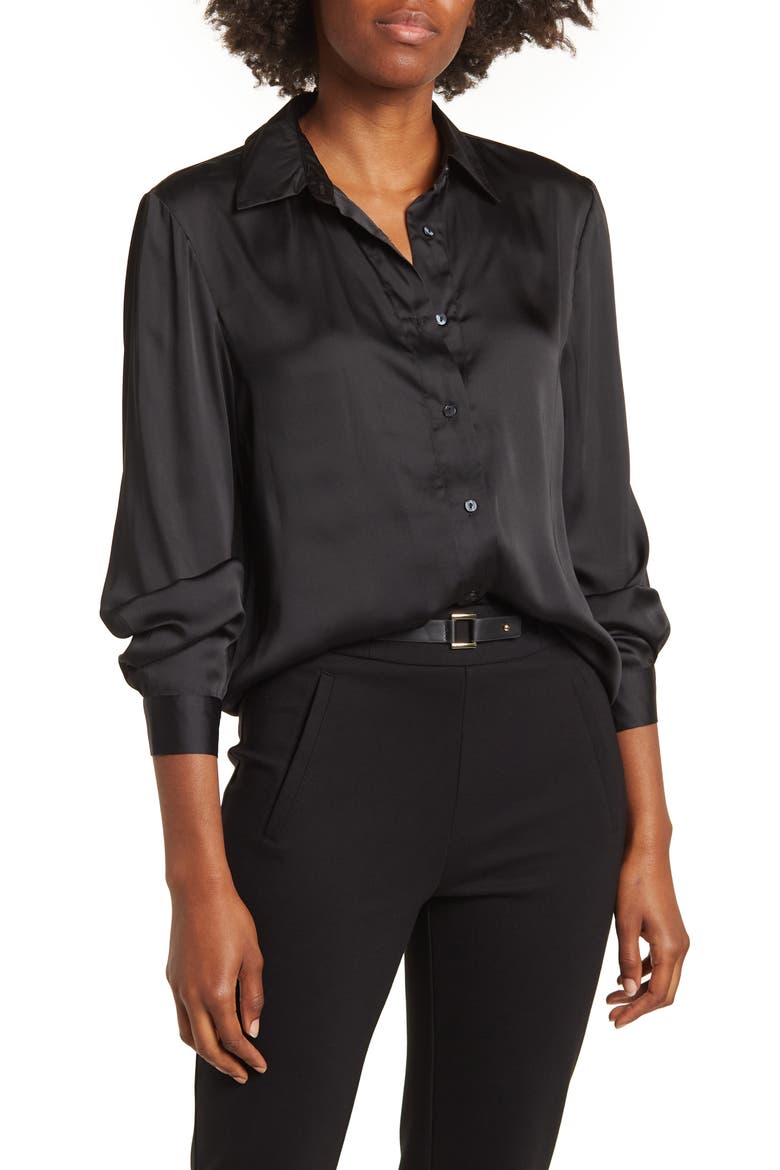 Valerie Tie Front Blouse, Main, color, BLACK