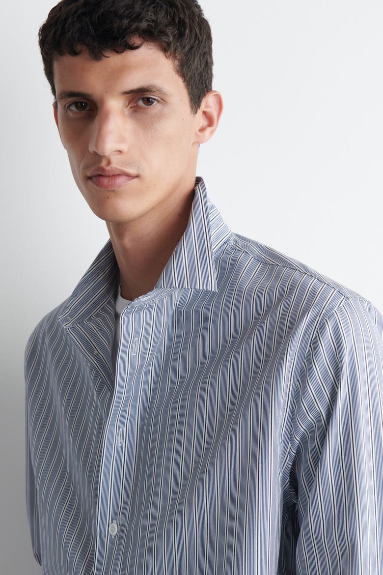 Relaxed Striped Cotton Shirt, Alternate, color, BLUE / STRIPED