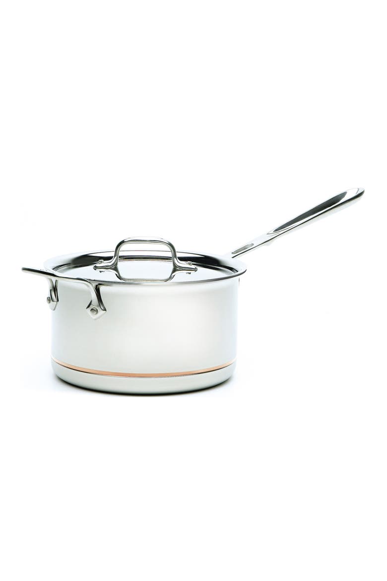 Copper Core 4-Quart Saucepan with Lid, Main, color, STAINLESS STEEL
