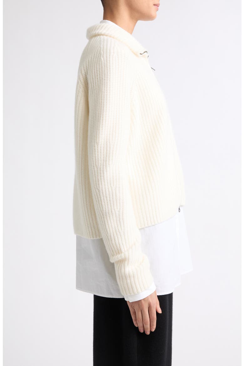 Sadie Cashmere Shaker Stitch Zip Cardigan, Alternate, color, CREAM