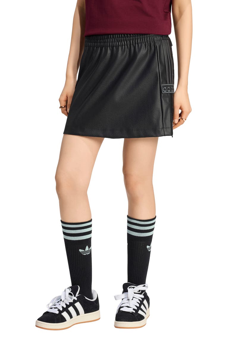 Adibreak Faux Leather Miniskirt, Main, color, BLACK/ UTILITY BLACK