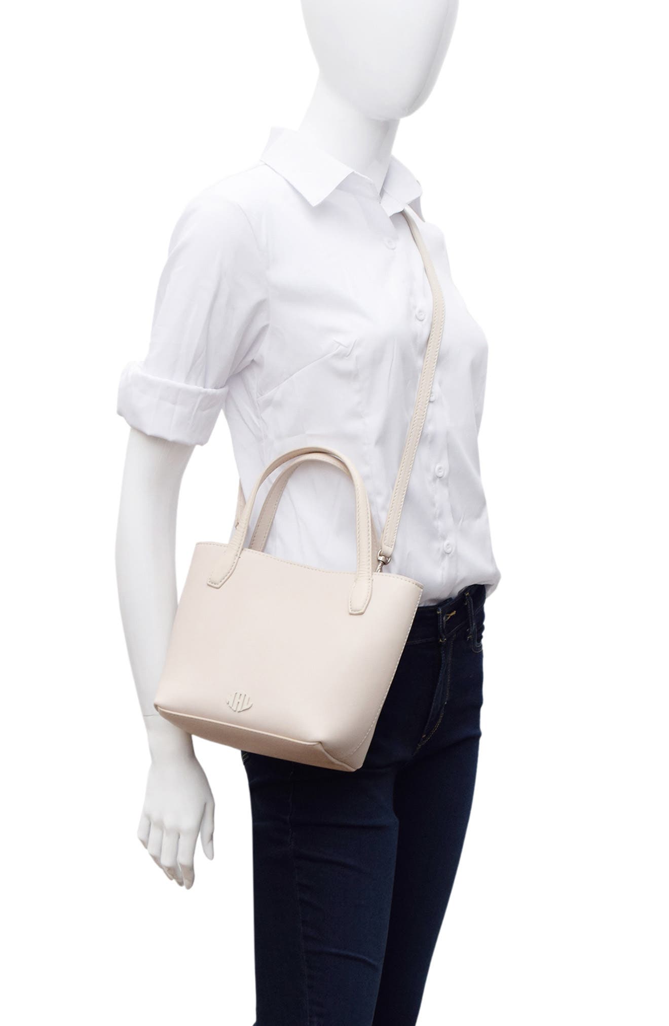 New Amsterdam Leatherworks Asher Leather Tote Bag, Alternate, color, Ivory