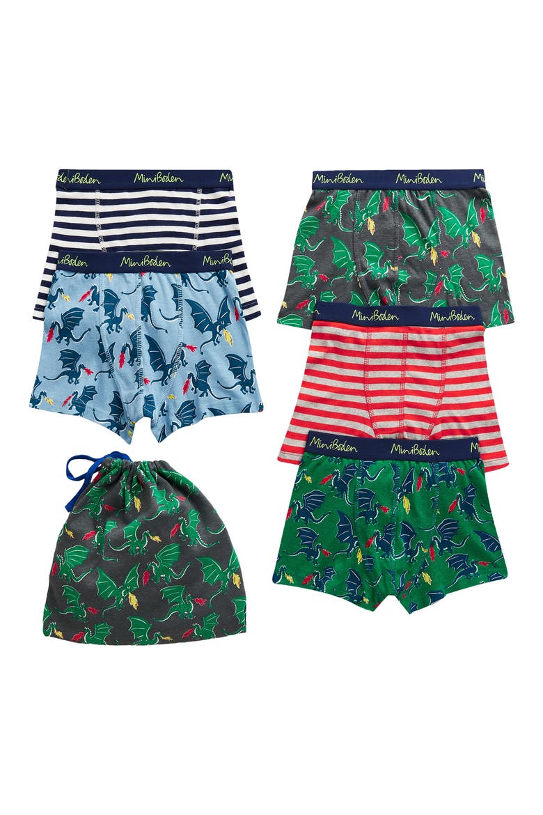 Kids' Assorted 5-Pack Boxers, Main, color, HIGHLAND GREEN DRAGON