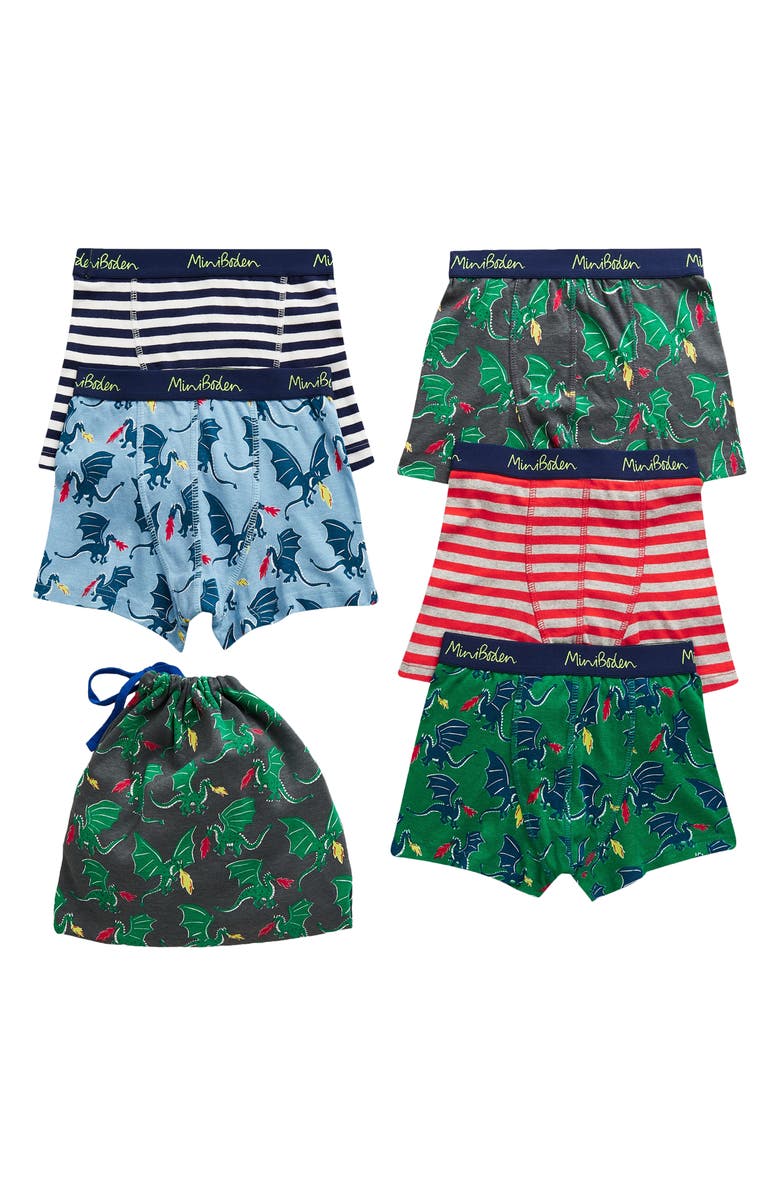 Mini Boden Kids' Assorted 5-Pack Boxers, Main, color, 