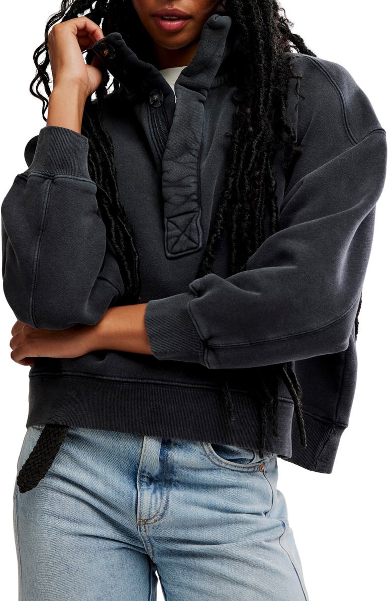 Free People Timeless Cotton Blend Pullover, Main, color, Black