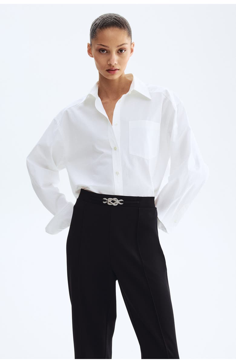 H&M Bootcut Ponte Di Roma Trousers, Alternate, color, Black