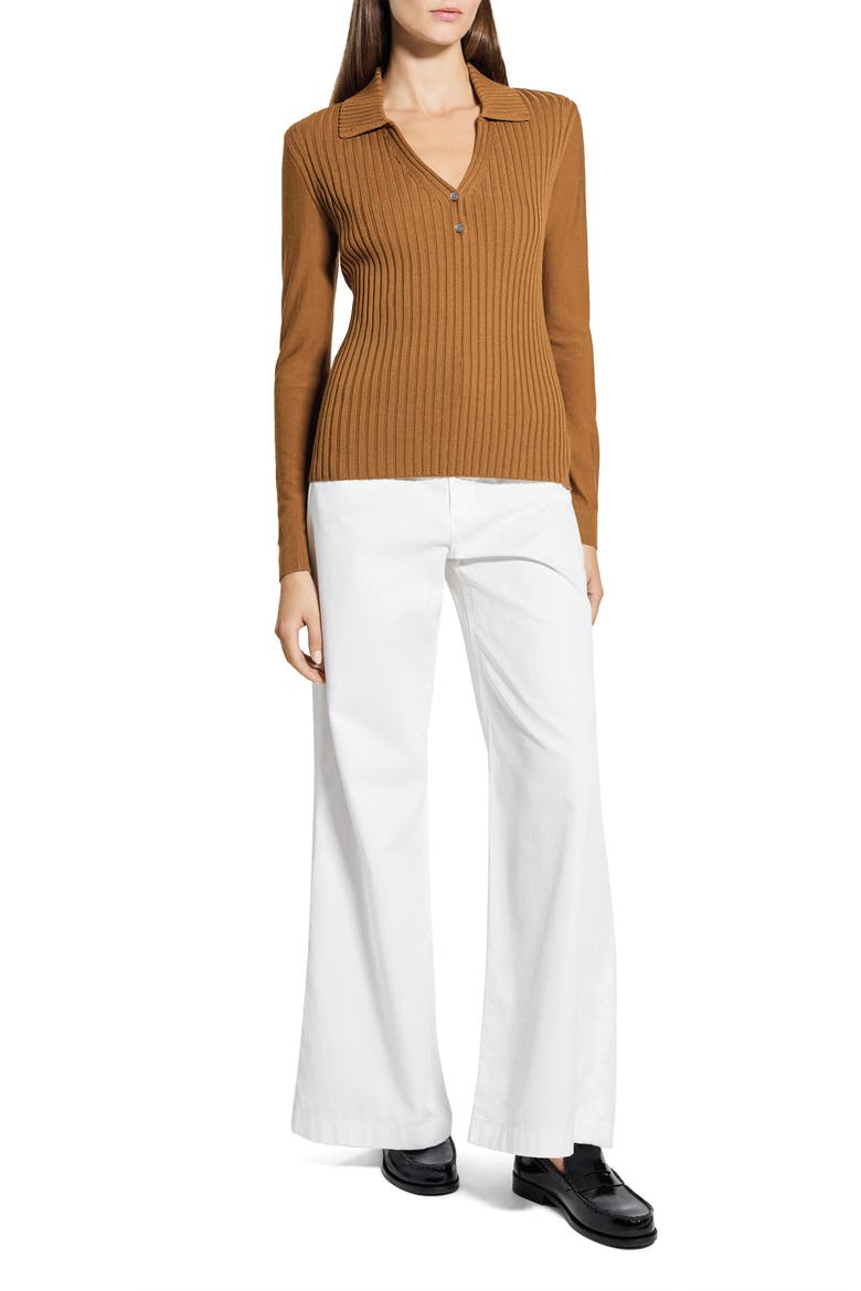 Merino Wool Knit Shirt, Alternate, color, DARK COGNAC
