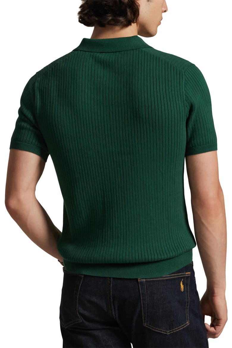 Johnny Collar Rib Cotton Polo Sweater, Alternate, color, VINTAGE PINE