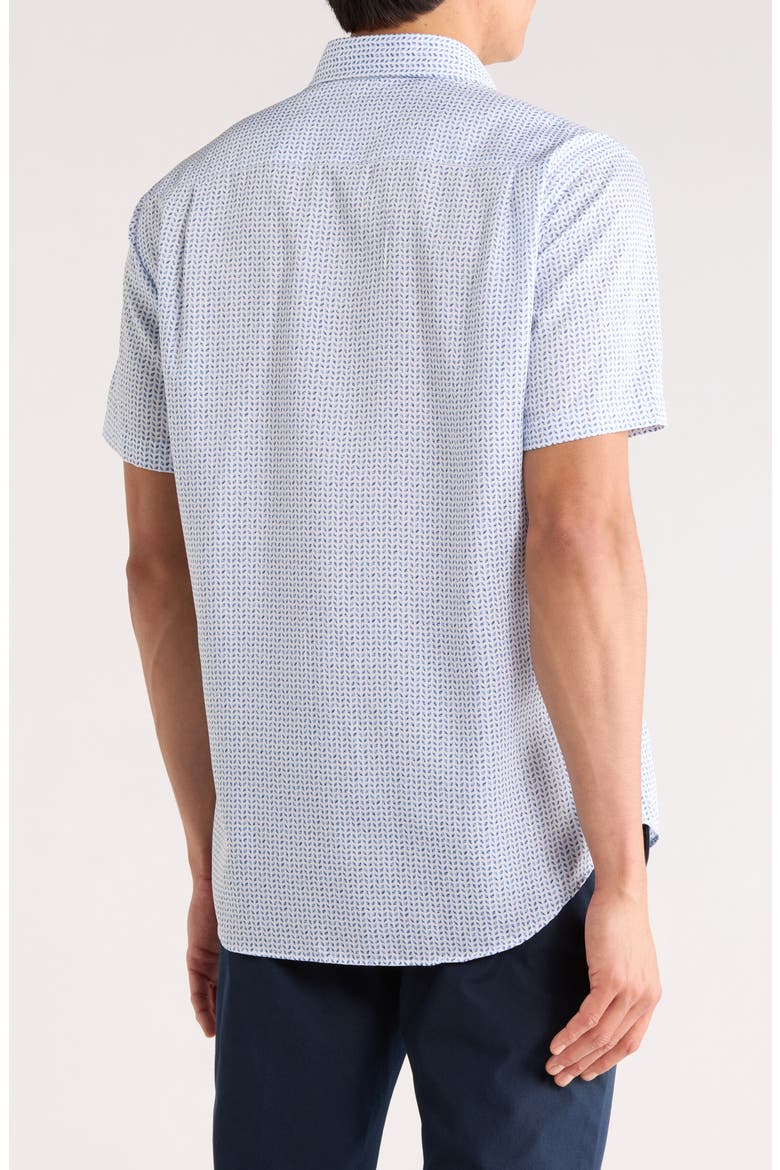 Neat Print Short Sleeve Shirt, Alternate, color, WHITE/ BLUE