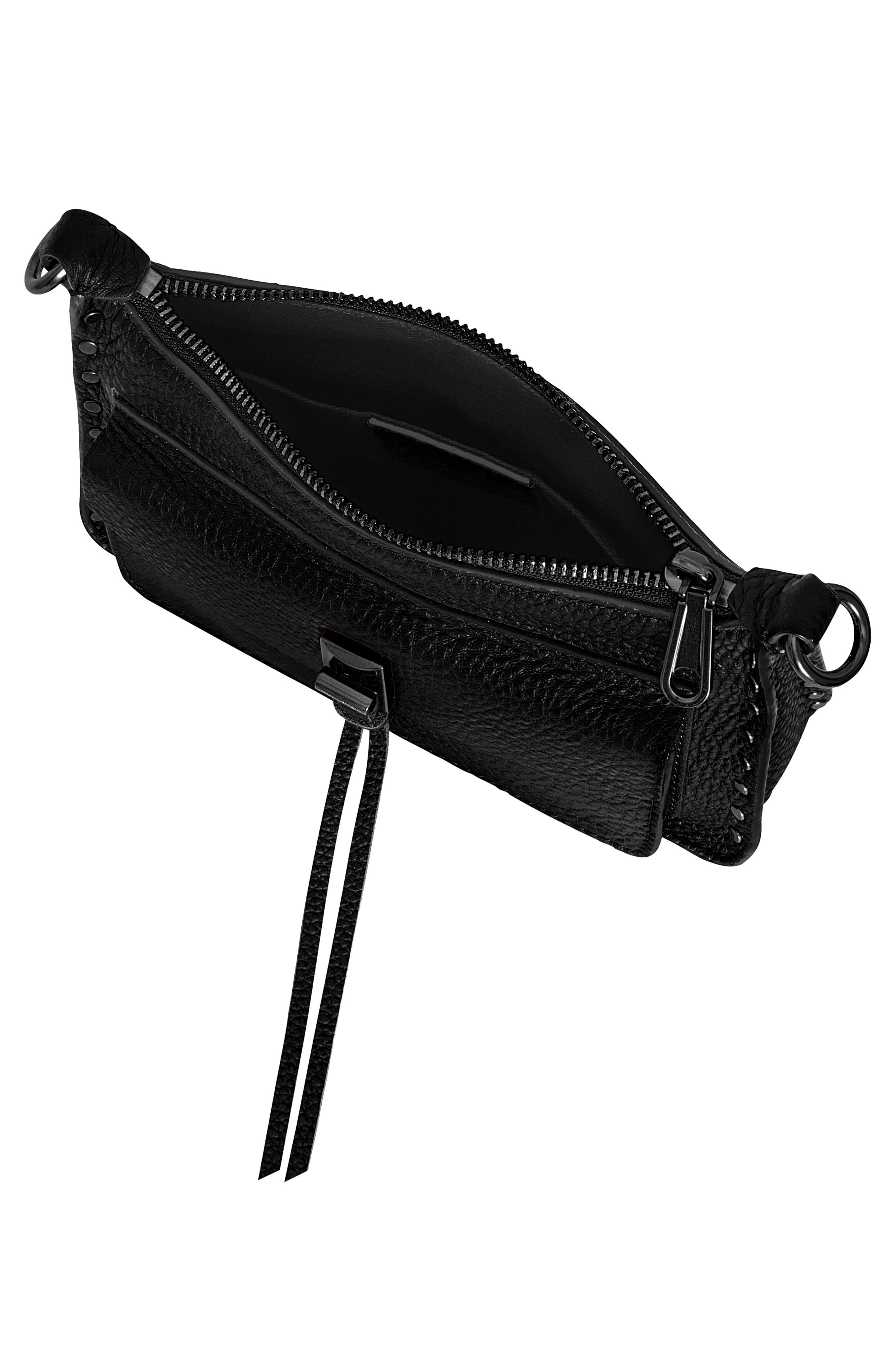 Rebecca Minkoff Mini Darren Leather Crosssbody Bag, Alternate, color, Black