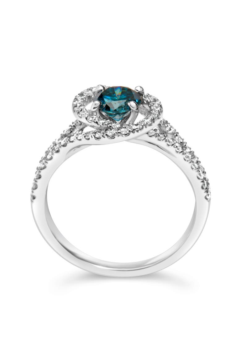 14K White Gold 1-1/3 Cttw White & Blue Diamond Cocktail Ring, Alternate, color, White