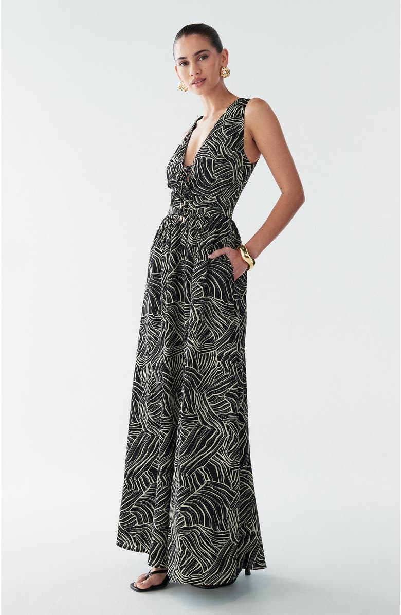 BWLDR Amber Maxi Dress, Alternate, color, Black Abstract