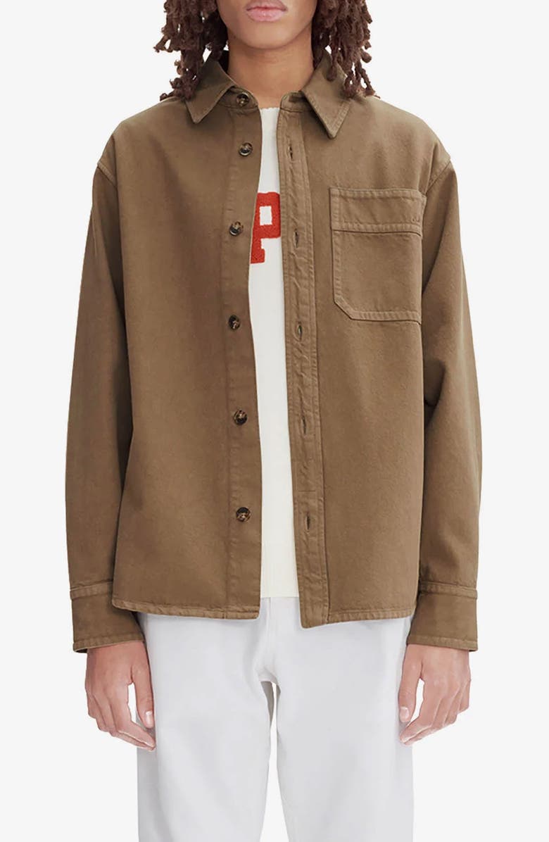 A.P.C. Basile Brodee Twill Button-Up Shirt, Main, color, Frosted Chestnut Brown
