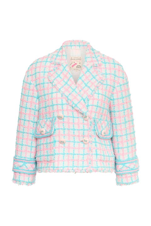 A-Line Plaid Tweed Jacket