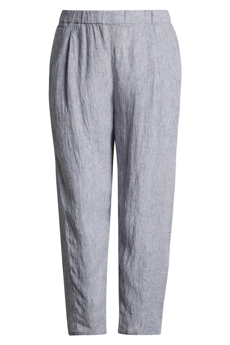 Stripe Organic Linen Lantern Pants, Alternate, color, INK
