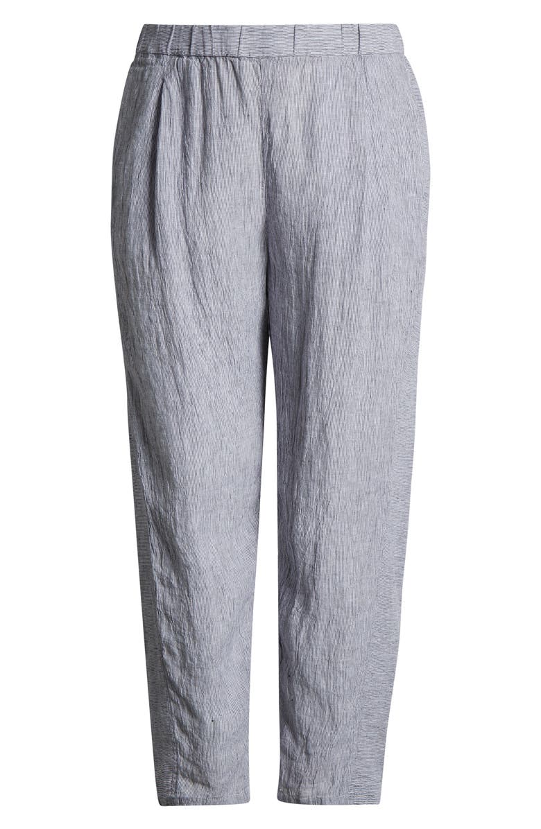 Eileen Fisher Stripe Organic Linen Lantern Pants, Alternate, color, Ink