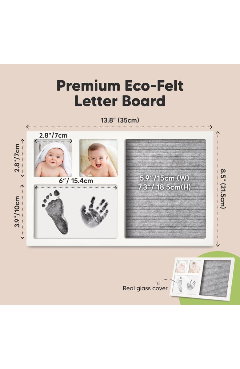 KeaBabies Heartfelt Clean Touch Inkless Hand & Footprint Frame Kit with Letterboard, Alternate, color, Alpine White