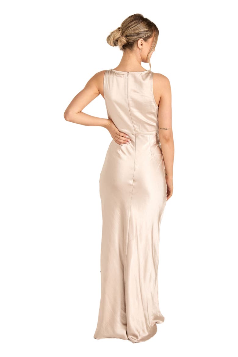 Cowl Front Satin Bridesmaid Dress, Alternate, color, Oyster