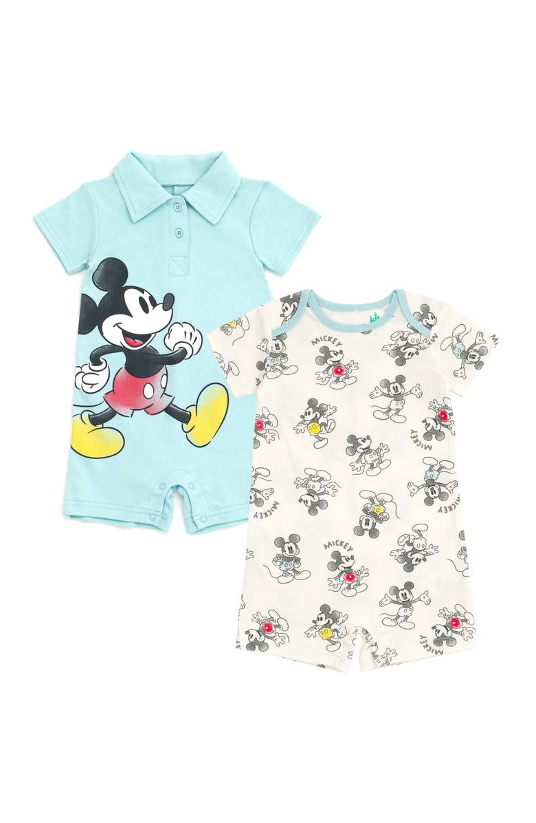 Disney Mickey Mouse One Piece Romper Set, Main, color, Mickey Blue White