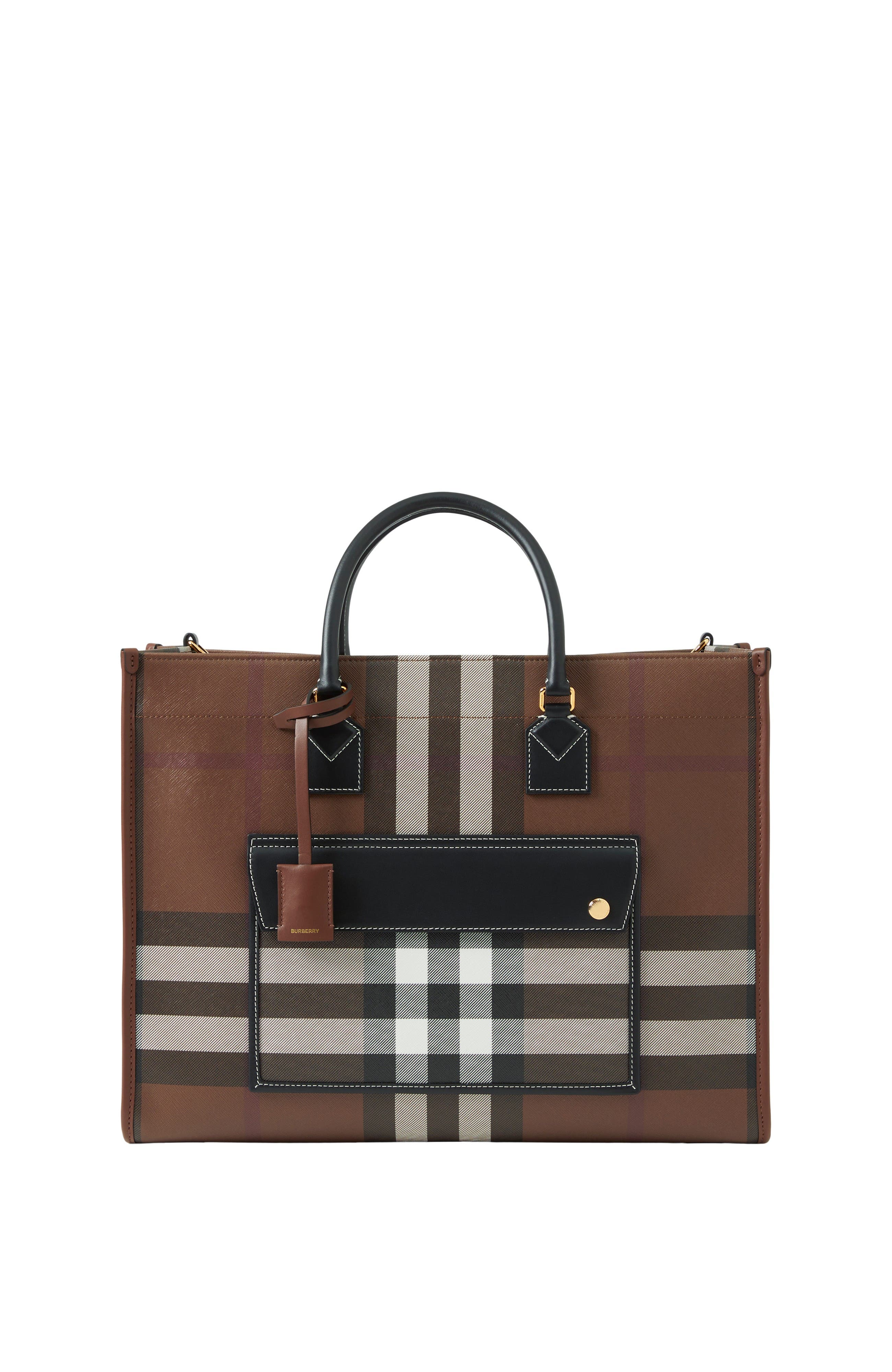 Burberry Medium Freya Tote, Main, color, Dark Birch Brown