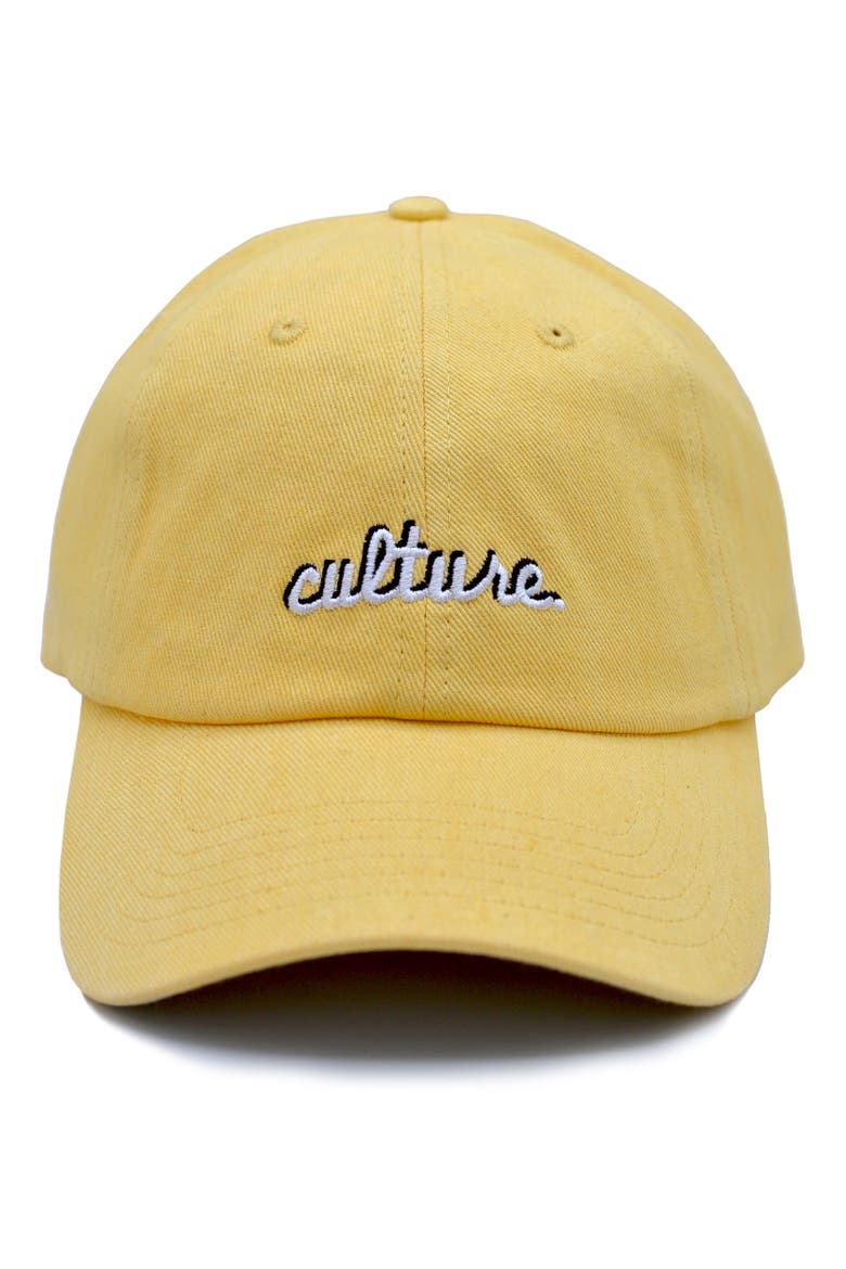 Culture Statement Baseball Cap, Alternate, color, YELLOW DENIM/ WHITE