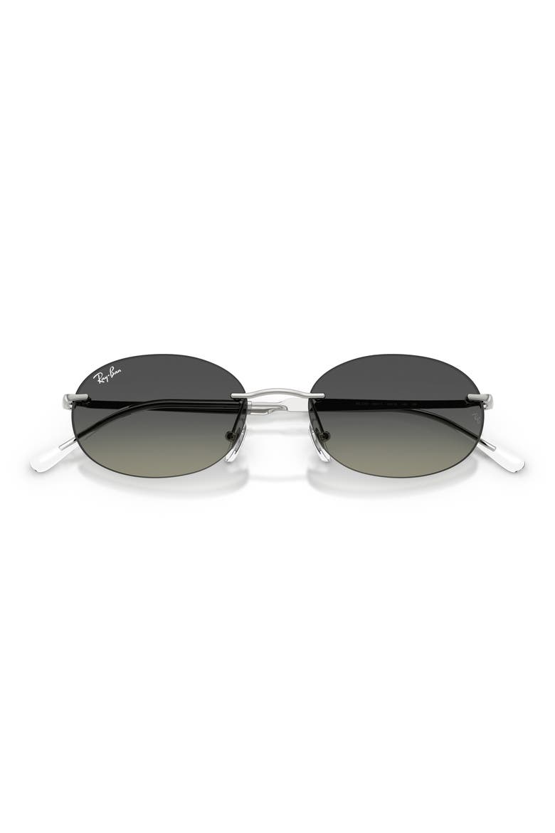 54mm Gradient Rimless Oval Sunglasses, Alternate, color, SILVER / GREY GRADIENT