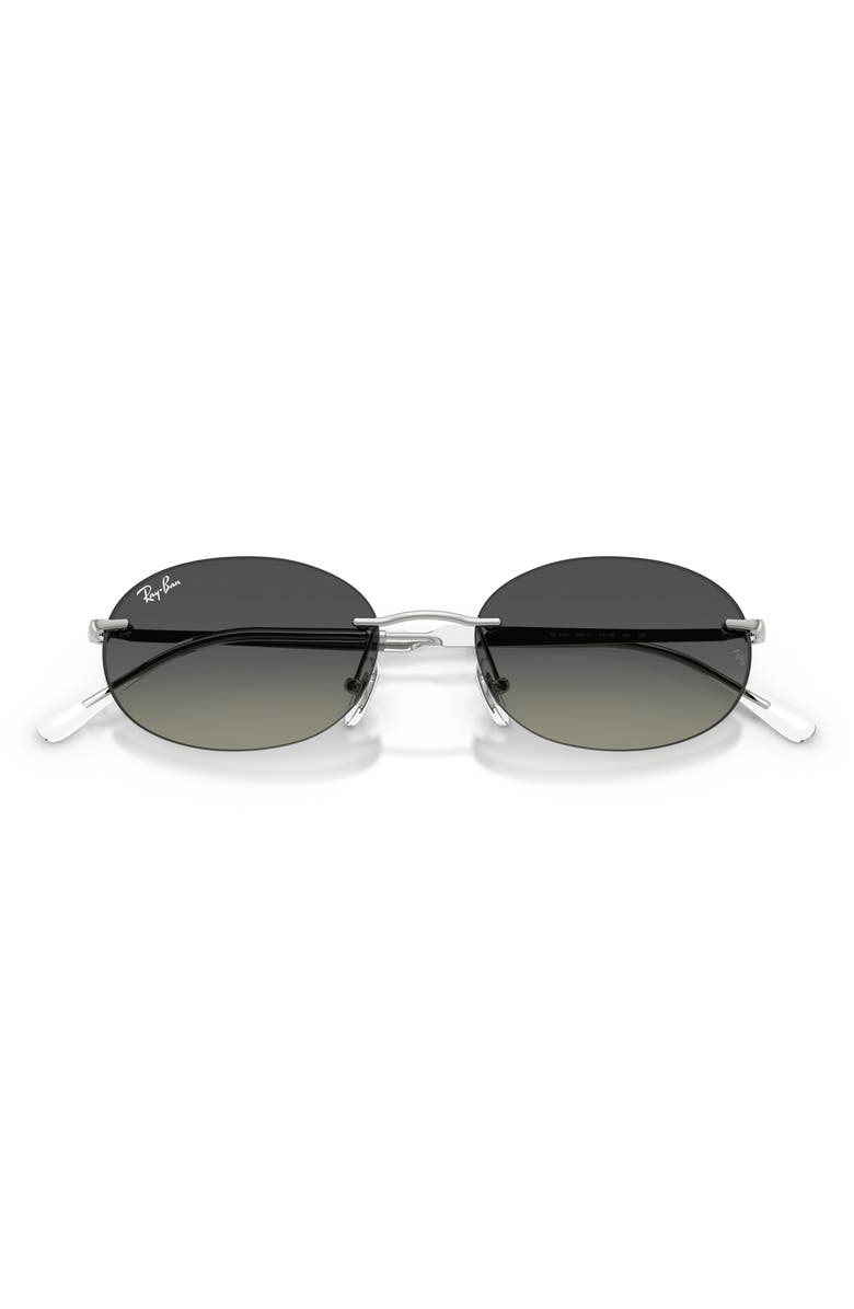 Ray-Ban 54mm Gradient Rimless Oval Sunglasses, Alternate, color, Silver / Grey Gradient