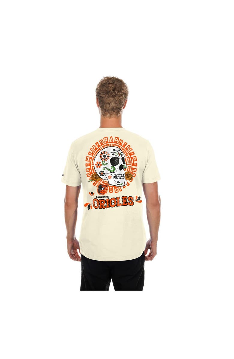 New Era Men's New Era Natural Baltimore Orioles Dia de los Muertos Sugar Skull T-Shirt, Alternate, color, Natural