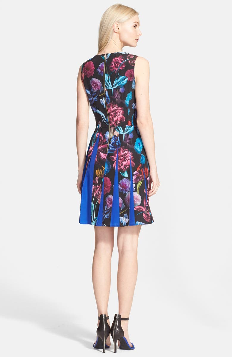 Ted Baker London 'Edelfi' Floral Print Pleated Fit & Flare Dress, Alternate, color, 