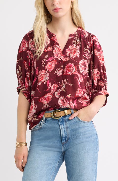 Raglan Sleeve Button-Up Shirt