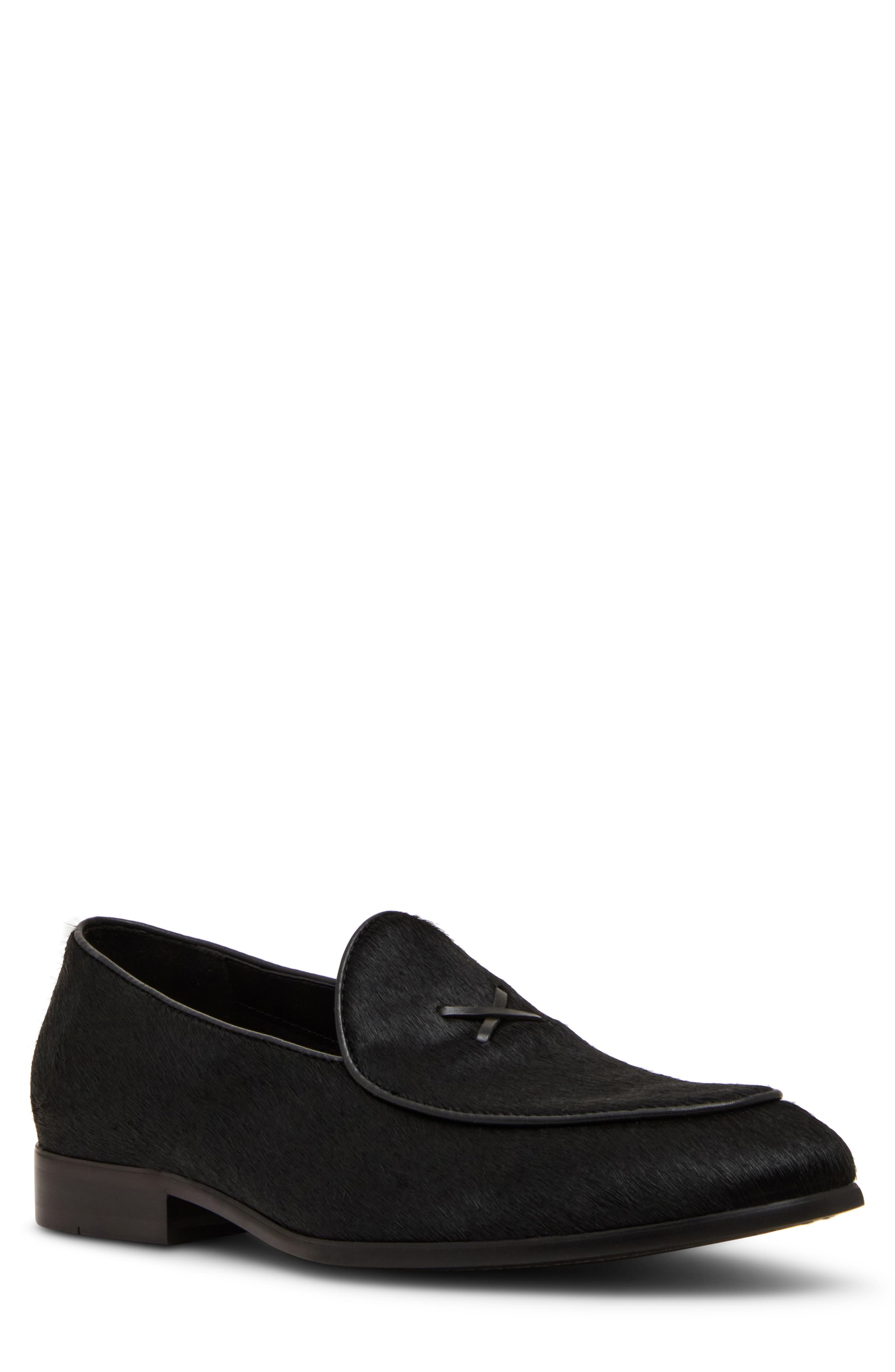 Steve Madden Lanette Genuine Calf Hair Loafer, Main, color, Black