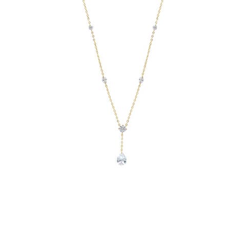 CZ Multi Stone Station Drop Lariat