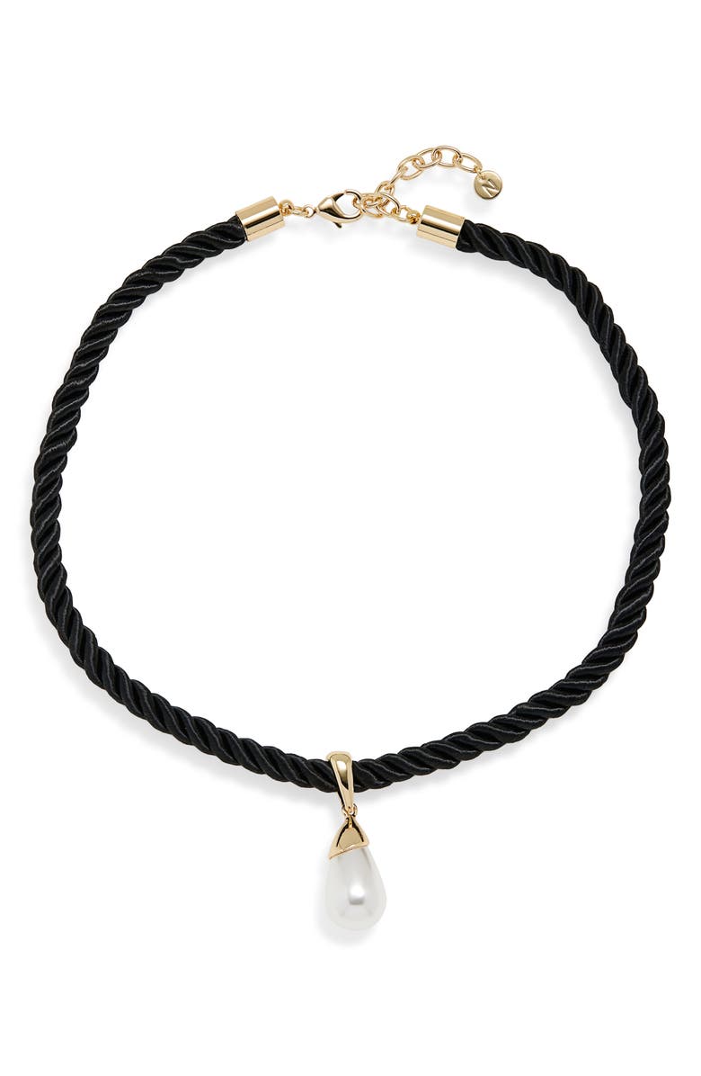 Nordstrom Faux Pearl Corded Necklace, Main, color, White- Black- Gold
