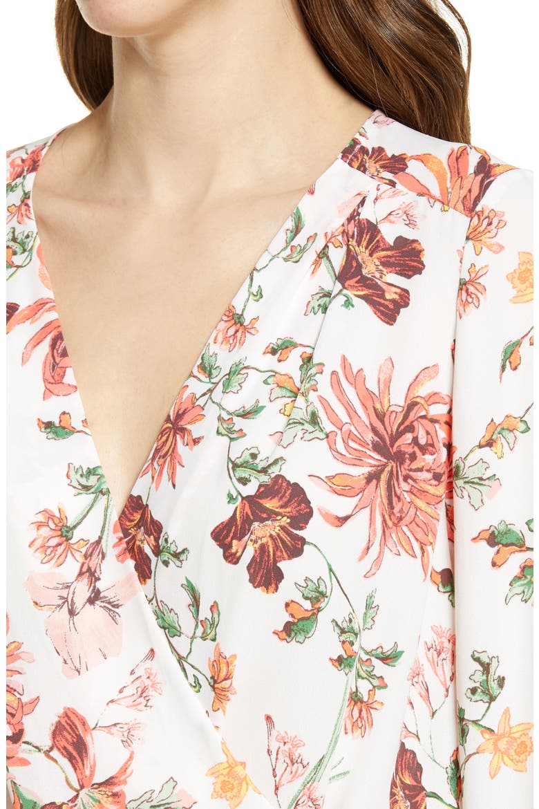 Cross Front Blouse, Alternate, color, IVORY- PINK DELILA FLORAL