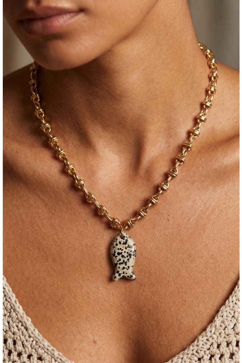 Pisces Pendant Necklace, Alternate, color, STONE/ GOLD