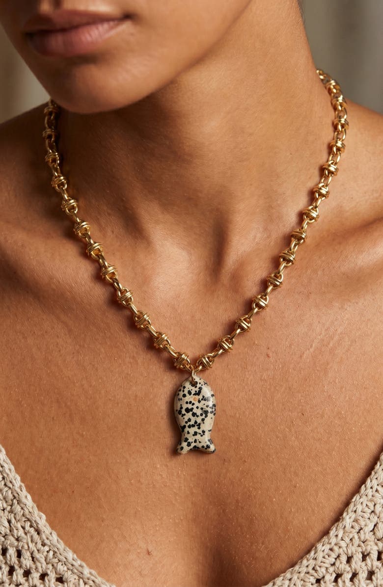 MacRae & Co. Pisces Pendant Necklace, Alternate, color, Stone/ Gold