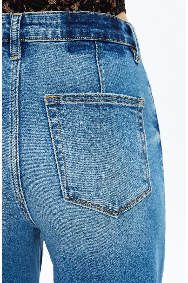 Bella Raw Hem High Waist Wide Flare Jeans, Alternate, color, MEDIUM BLUE