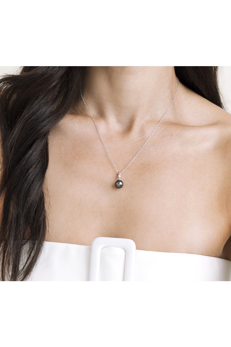 Tahitian South Sea Pearl & Diamond Michelle Pendant, Alternate, color, White Gold