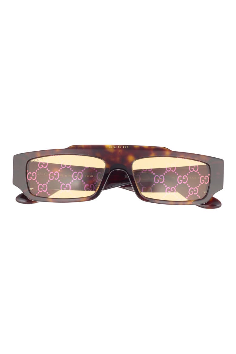 55mm Rectangular Sunglasses, Main, color, HAVANA HAVANA YELLOW