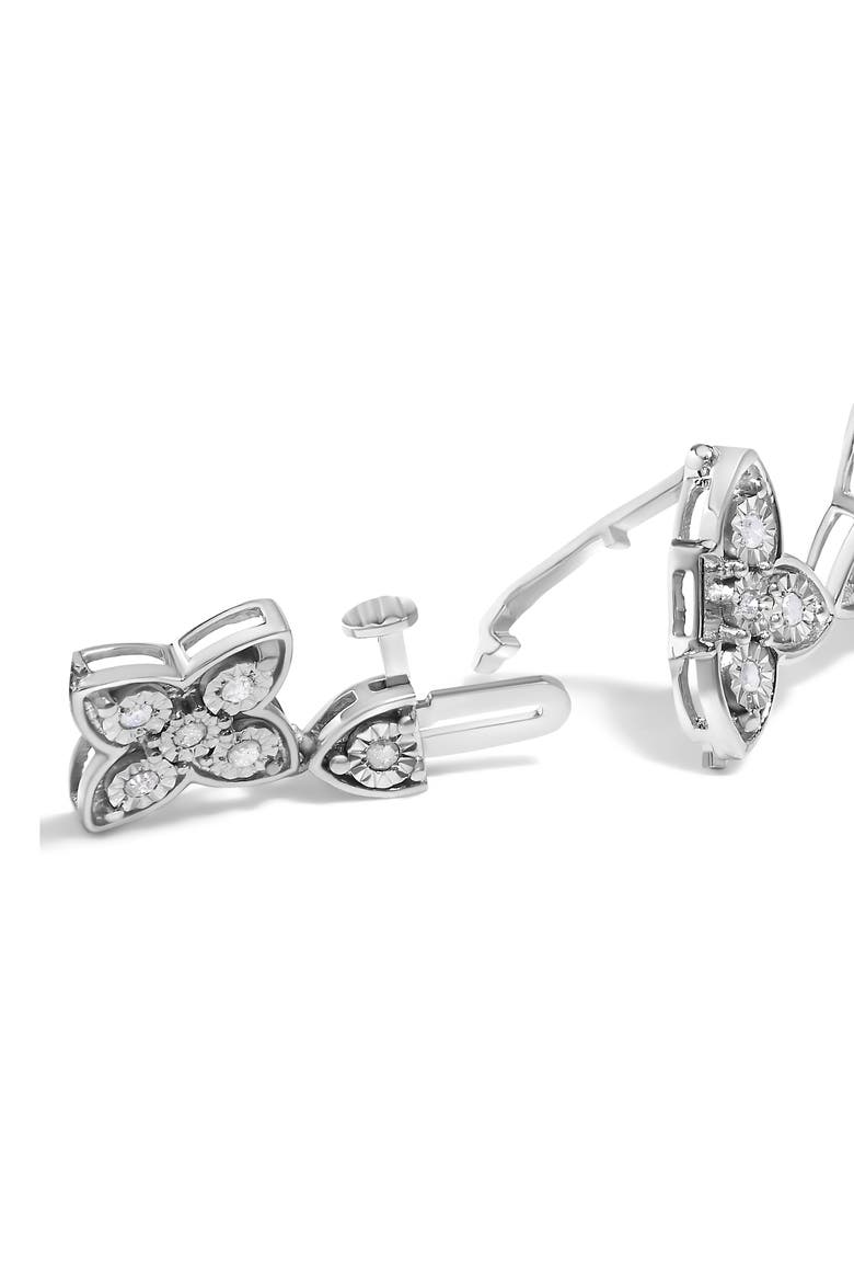 Silver 1.0 cttw Miracle-Set Diamond 4 Leaf Clover Link Bracelet, Alternate, color, White