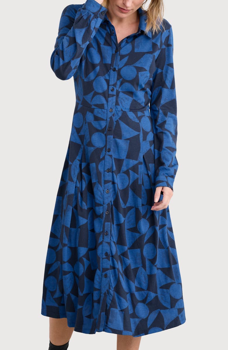 Seasalt Cornwall Coastline Long Sleeve Organic Cotton Blend Shirtdress, Alternate, color, Geo Tumble Maritime