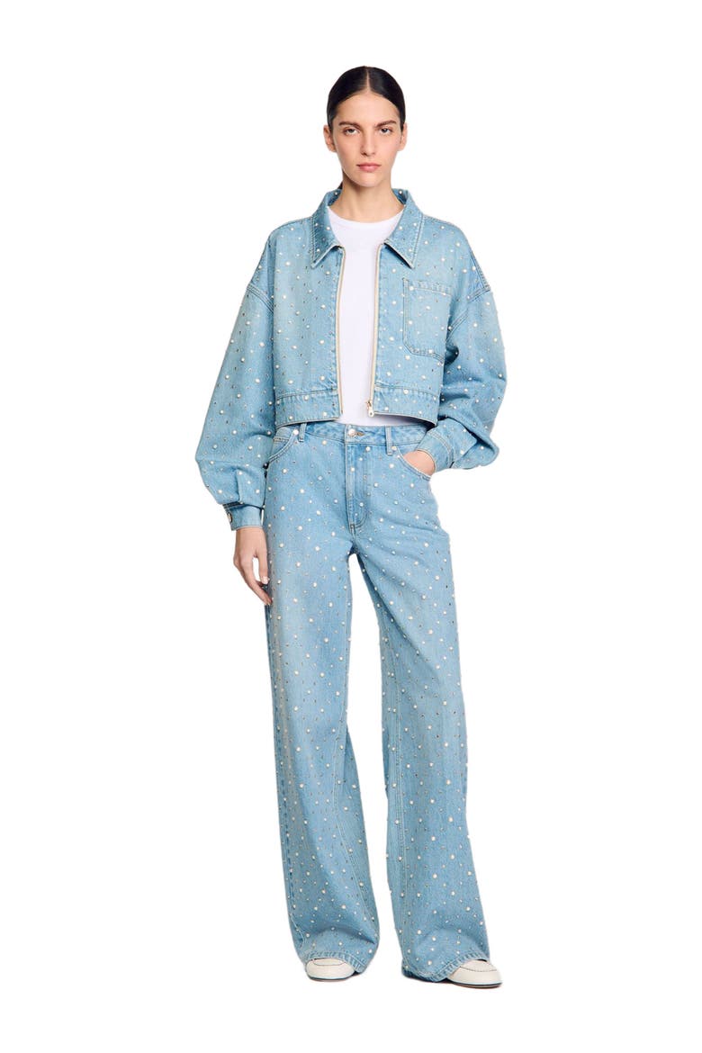Rhinestone and beaded jeans, Alternate, color, Blue jean