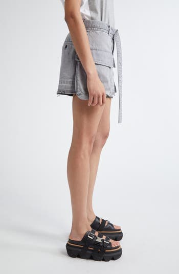■sacai■サカイ■Belted Frayed Release Hem Denim Shorts■ Sacai Belted Frayed Release Hem Cargo Denim Shorts | Nordstrom