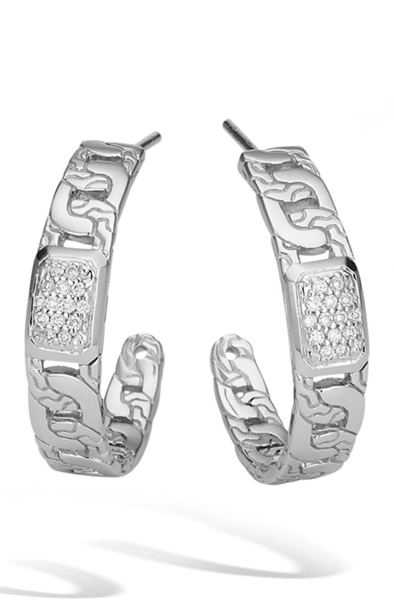 John Hardy Classic Chain Diamond Hoop Earrings - 0.20 CTW, Main, color,