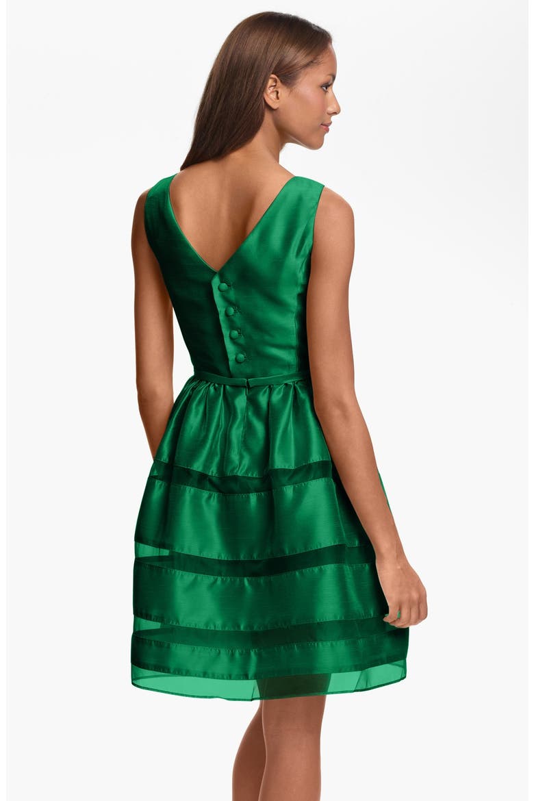 Tonal Stripe Fit & Flare Dress, Alternate, color, EMERALD